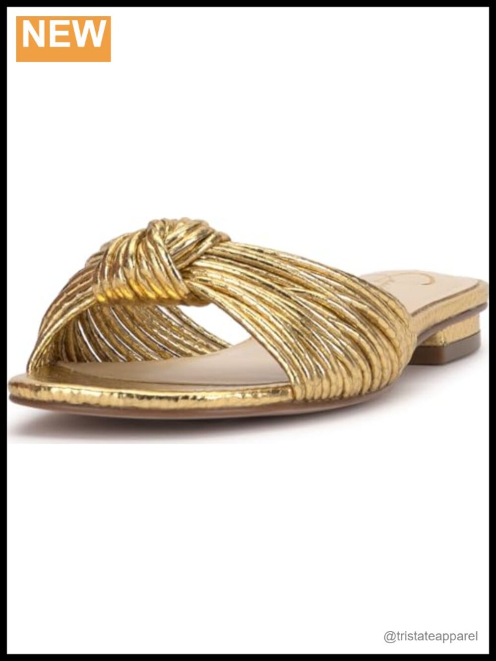Faux Leather Knotted Flat Sandals Slip On Slide Open Toe
